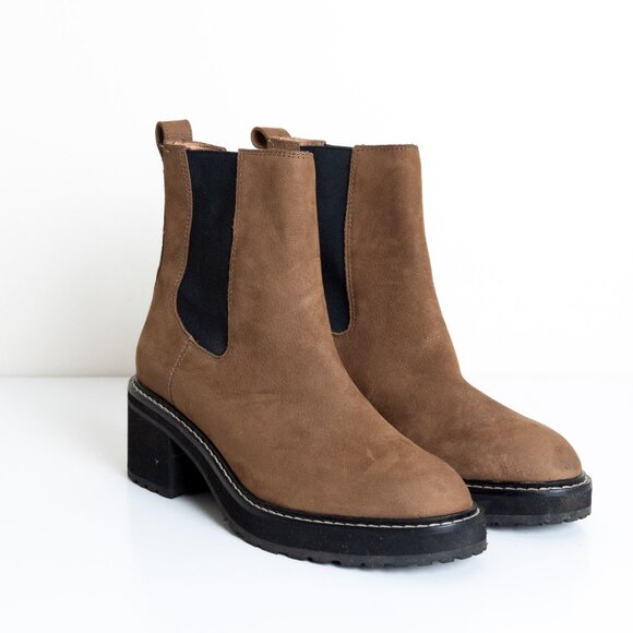 Madewell The Carina Platform Chelsea Boot Leather Brown Burled Wood - Picture 4 of 13